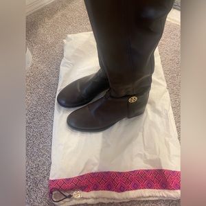 Brown Tory Burch riding boots